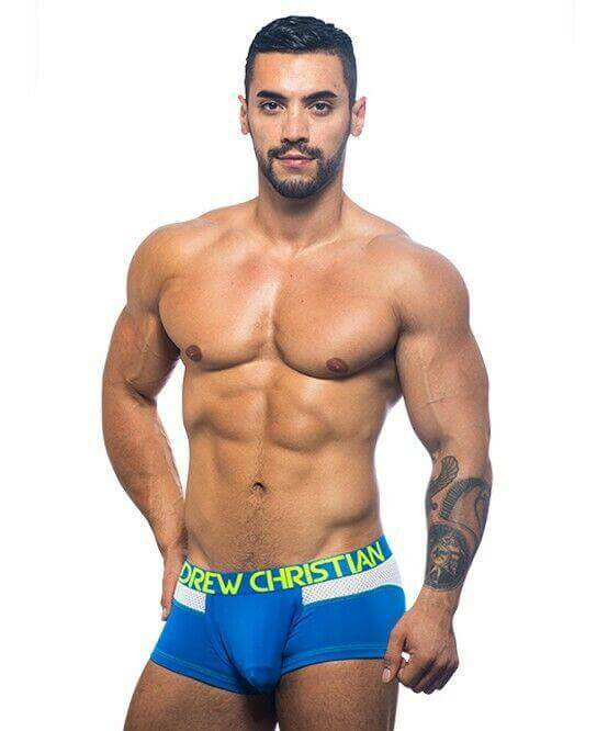 Andrew Christian Boxer Homme Trophy Boy Active Neon Mesh Boxers Blue 90916 19 - SexyMenUnderwear.com