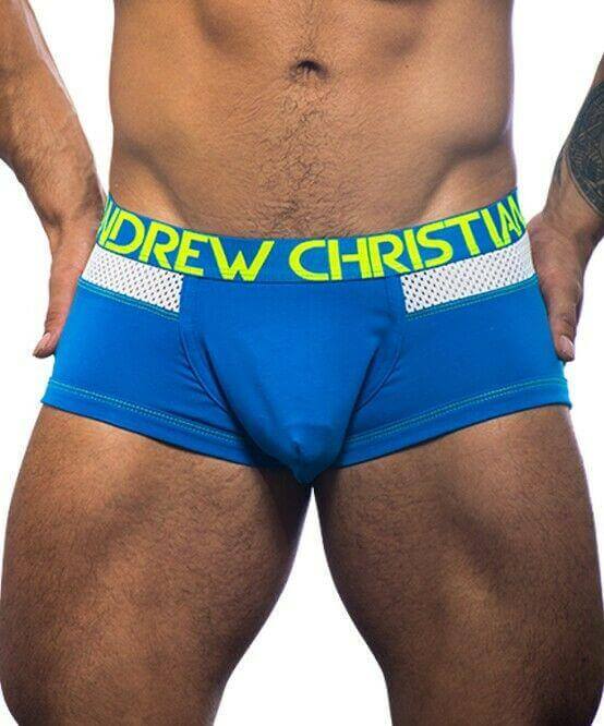 Andrew Christian Boxer Homme Trophy Boy Active Neon Mesh Boxers Blue 90916 19 - SexyMenUnderwear.com