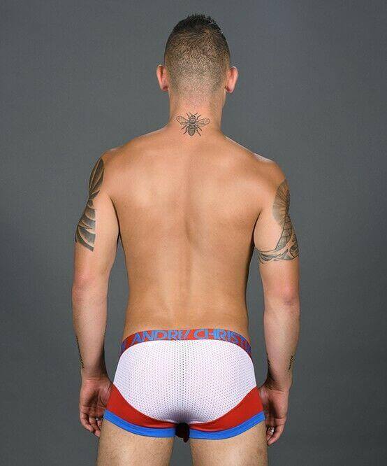 Andrew Christian Boxer Trophy Boy Active Boxers White Mesh Red 90916 19 - SexyMenUnderwear.com