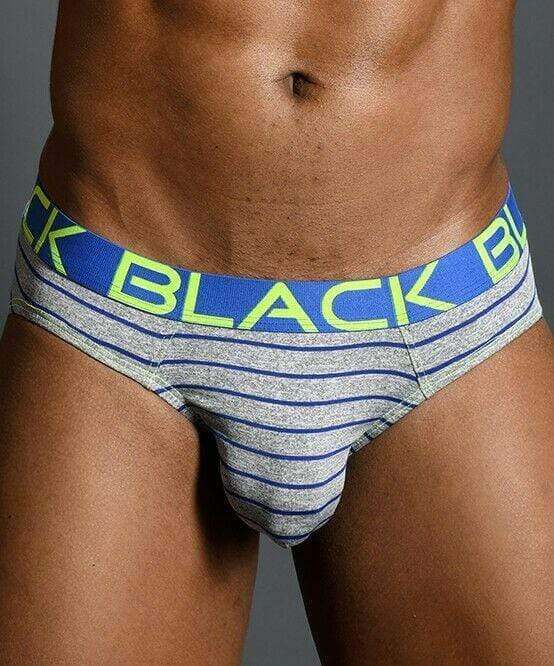 Andrew Christian Brief Black Collection Briefs Heat Striped Slip Gray 91156 35 - SexyMenUnderwear.com