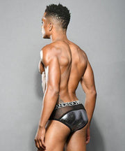 Andrew Christian Brief Gun Metal Sheer Metallic Silver 92111 51 - SexyMenUnderwear.com