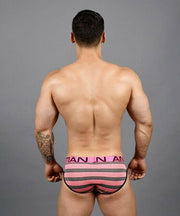 Andrew Christian Brief Ultra Stripe Briefs Chic Slip Black / Pink 91364 42 - SexyMenUnderwear.com