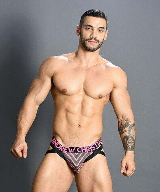 Andrew Christian Jock Physical Jockstrap W/ Almost Naked Pink Striped 91145 38 - SexyMenUnderwear.com