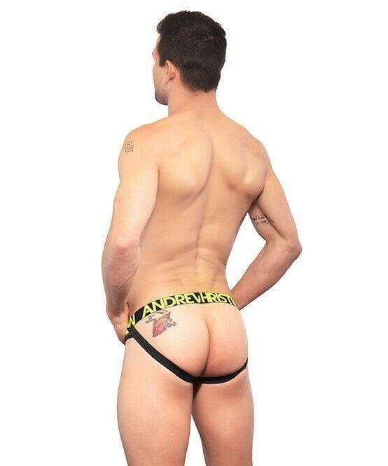 Andrew Christian Jock Trophy Boy Electric Neon JockStrap Black 90917 27 - SexyMenUnderwear.com