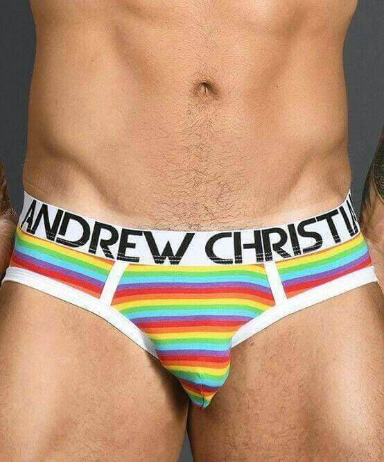 Andrew Christian Pride Rainbow Strip Briefs XS 91013 24 - SexyMenUnderwear.com