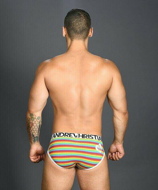 Andrew Christian Pride Rainbow Strip Briefs XS 91013 24 - SexyMenUnderwear.com