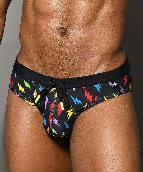 Andrew Christian L XS Andrew Christian Swimwear Brief Lightning Bikini Swim-Briefs Black 7762 36