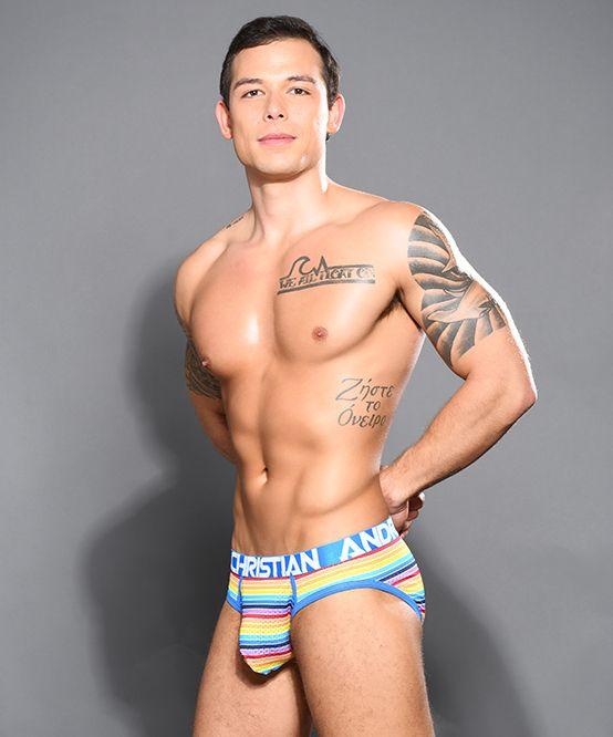 Andrew Cristian Brief Sunset Stripe Mesh Briefs Rainbow Fashion Slip 92061 32 - SexyMenUnderwear.com