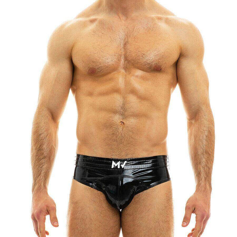 Bottomless MODUS VIVENDI Vinyl Viral Jock-Brief Combo Black 08014 48 - SexyMenUnderwear.com
