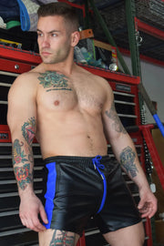 BREEDWELL 3-Pockets Shorts Leather-Look DOMINATOR Short With Reversible Zipper Blue 19 - SexyMenUnderwear.com