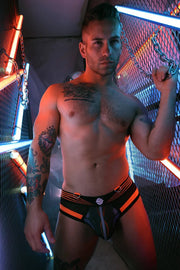 BREEDWELL Akira Brief 3M Reflector Sheer Inset Neon Orange 38 - SexyMenUnderwear.com