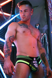 BREEDWELL Akira Briefs 3M Reflector Sheer Inset Neon Yellow Brief - SexyMenUnderwear.com