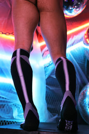 BreedWell AKIRA Knee-High Socks With Ribbed Chevron Stripe in Grey - SexyMenUnderwear.com