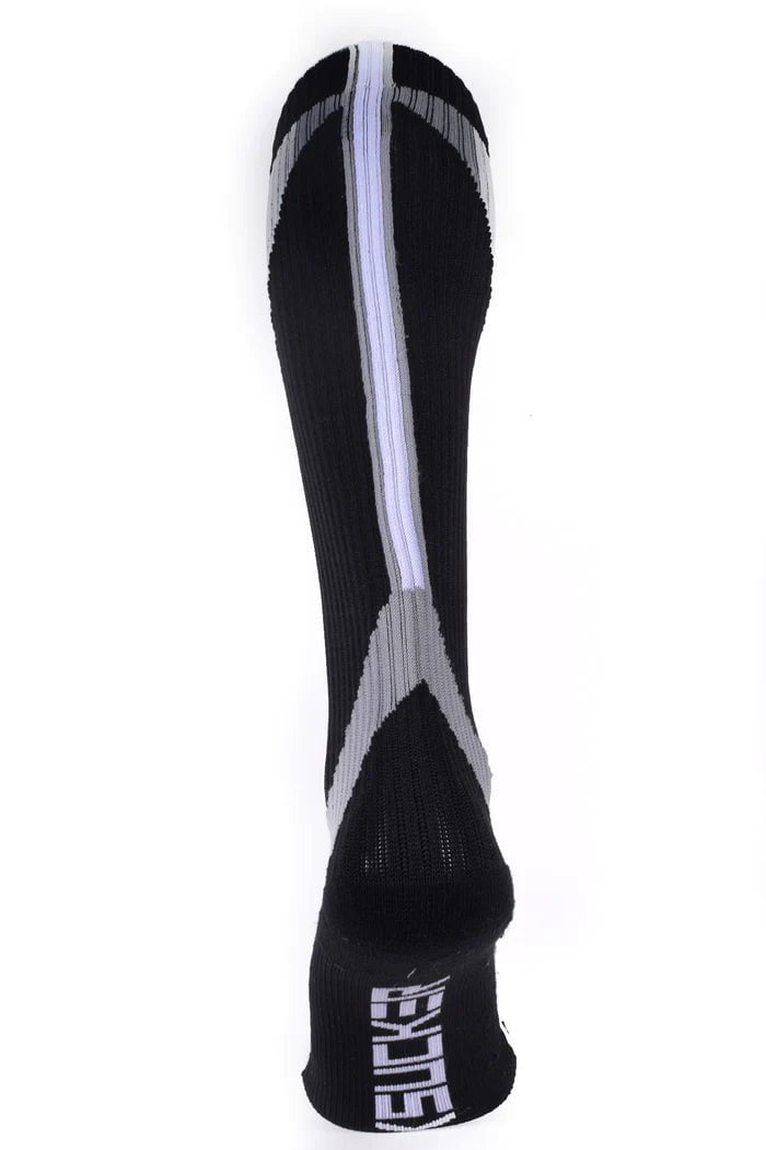 BreedWell AKIRA Knee-High Socks With Ribbed Chevron Stripe in Grey - SexyMenUnderwear.com