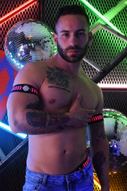 BREEDWELL Armbands Nightcrawler Raised & Rubberized Chevron Design Neon Pink 20 - SexyMenUnderwear.com