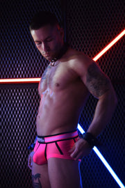 BREEDWELL AXEL Brief Sheer Mesh Leg & Back Panels Neon Pink Briefs 24 - SexyMenUnderwear.com