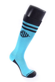 BREEDWELL High Knee Socks HEX Soft & Comfy UV Blacklight Long Sock Aqua - SexyMenUnderwear.com