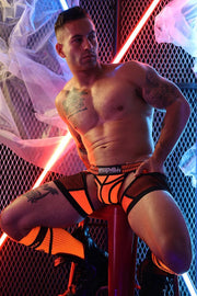 BREEDWELL Hybred Chock Jock Chaps Lightweight Neoprene Two Pockets Neon Orange - SexyMenUnderwear.com