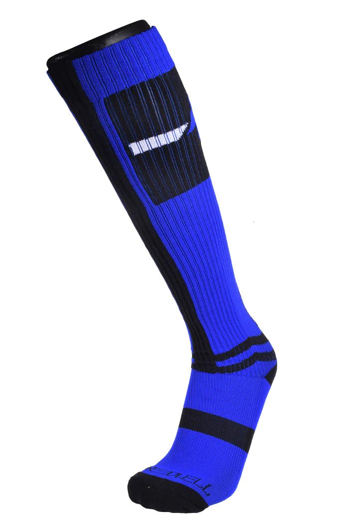 BREEDWELL Infinity Socks Ultra Luxurious Knee-High Sock Logo Stripes Blue - SexyMenUnderwear.com