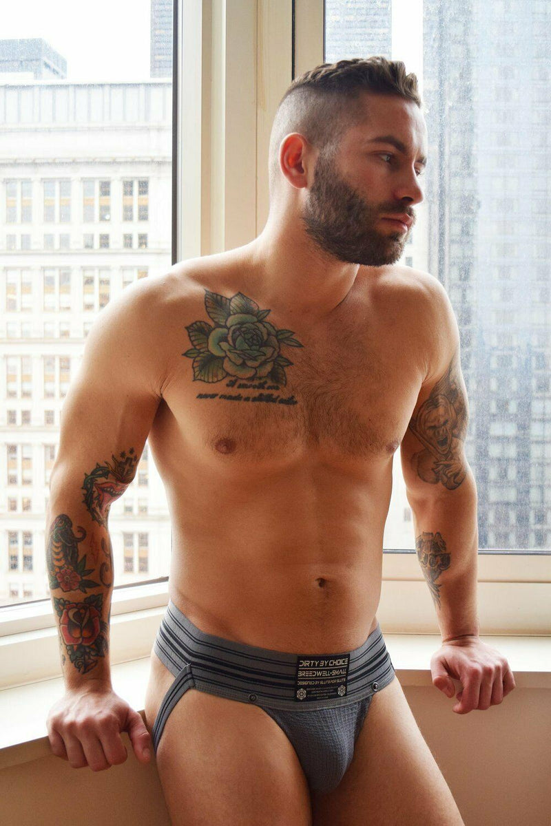 BREEDWELL Jock CUMDUMP Jockstrap Old-School Classic Woven Jocks Grey 5 - SexyMenUnderwear.com