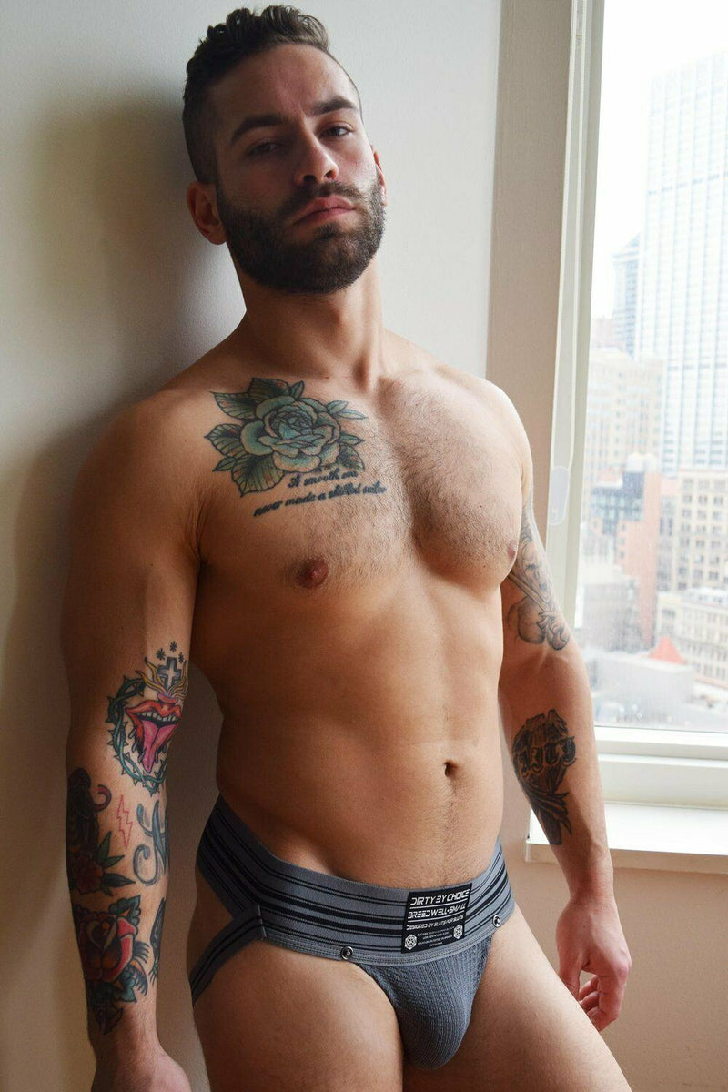 BREEDWELL Jock CUMDUMP Jockstrap Old-School Classic Woven Jocks Grey 5 - SexyMenUnderwear.com