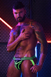 BREEDWELL Jock Hybred Lightweight Neoprene Knit Jockstrap in Neon Green - SexyMenUnderwear.com