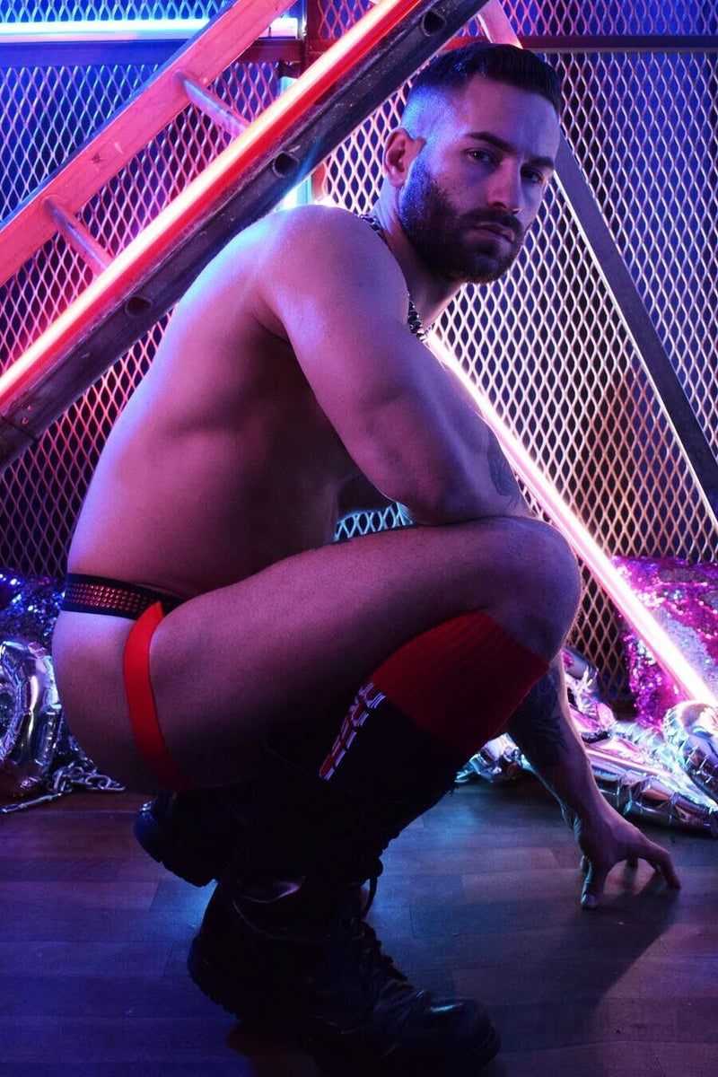 BREEDWELL Jock Manhole Collection Laser Cut Pouch Sexy Jockstrap RED 18 - SexyMenUnderwear.com