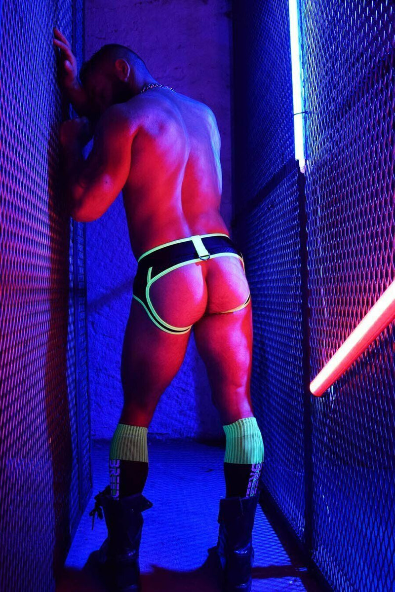 BREEDWELL Jockstrap Neoprene NEOGEAR Fetish Jock Pouch Mesh Green Neon 21 - SexyMenUnderwear.com