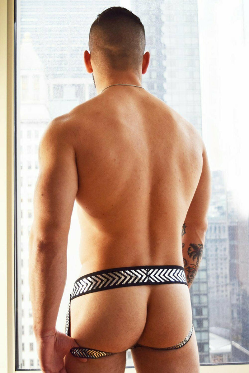 BREEDWELL Jockstraps Chevron Stretchy Sexy Jock Circuit Versatile Chrome 28 - SexyMenUnderwear.com