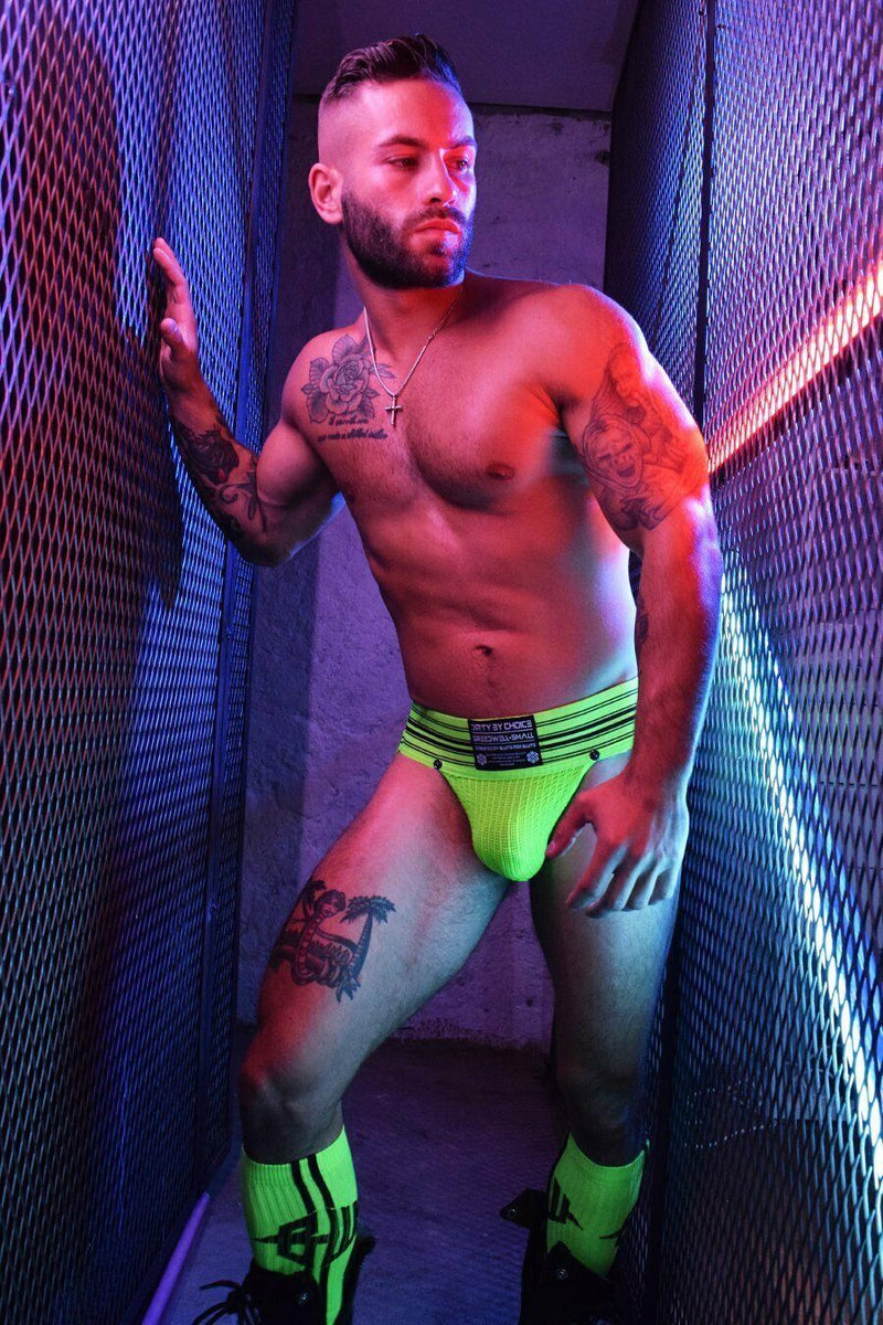 BREEDWELL Jockstraps CUMDUMP Old-School Woven Jock Fashion Green Neon 4 - SexyMenUnderwear.com