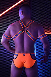 BREEDWELL Reflector Armbands Iridescent Foil Stripe Knit Neon Orange 35 - SexyMenUnderwear.com