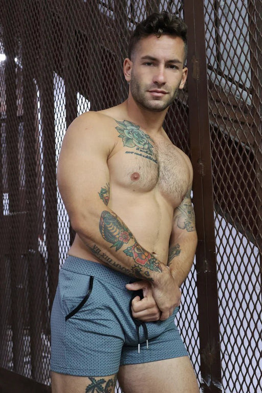 BREEDWELL Shorts Cruiser Fully Lined Perforated Short with Secret Pockets Grey - SexyMenUnderwear.com