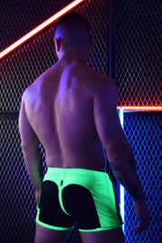 BREEDWELL Shorts Rear Ender Circuit Full Zippered Front Pockets Neon Green 17 - SexyMenUnderwear.com