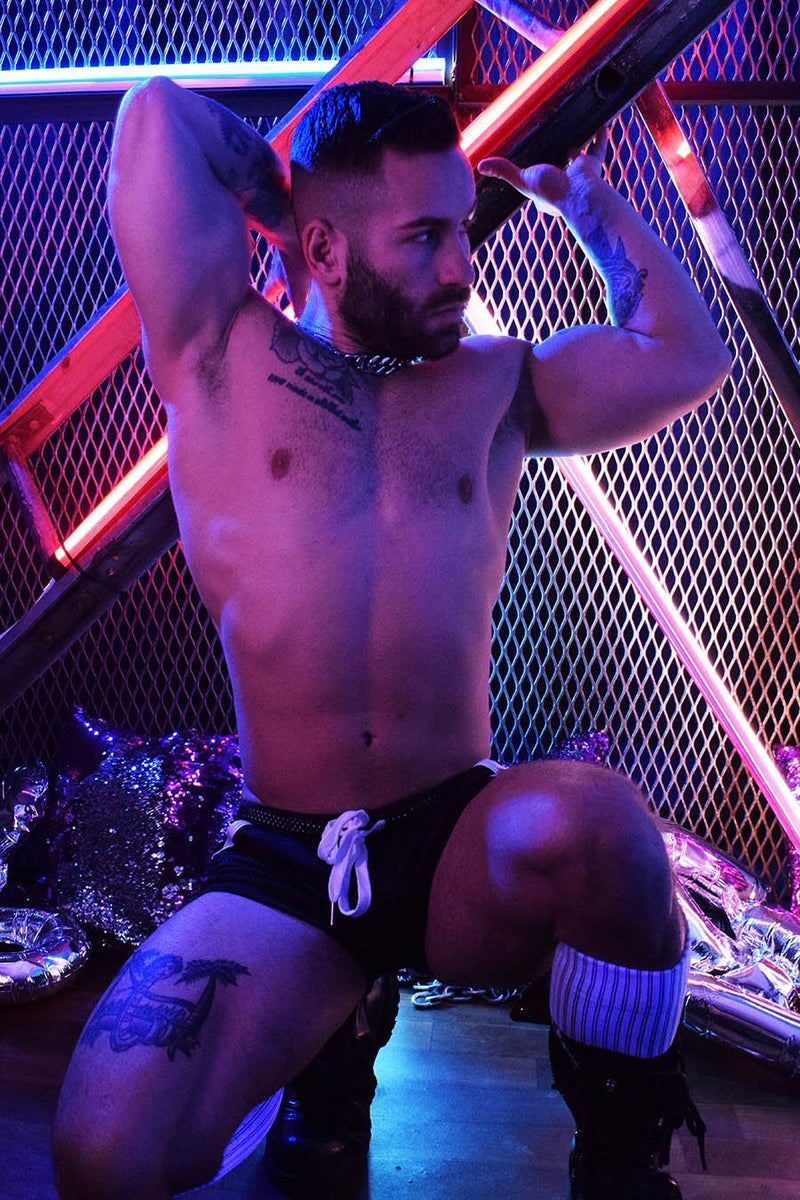 BREEDWELL Shorts Show Off “Tree Trunks'' Cruiser Short Stretchable Mesh Black 13B - SexyMenUnderwear.com