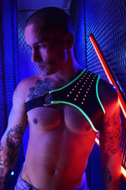BREEDWELL SHOULDER HARNESS SYNERGY LED 20-MODES SOFT NEOPRENE O/S NEON GREEN - SexyMenUnderwear.com