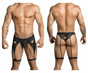 CANDYMAN Lace Garter Thong See-Through Elastic Waistband Black 99310 9 - SexyMenUnderwear.com