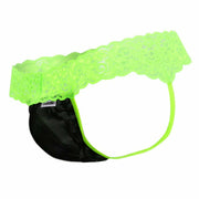 CANDYMAN Lace Thong Sexy Front Super Stretch Hot Green 99370 6 - SexyMenUnderwear.com