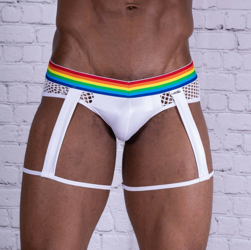 CandyMan Mens garther mini brief ! Slip jarretière pour homme White 99375 4 - SexyMenUnderwear.com