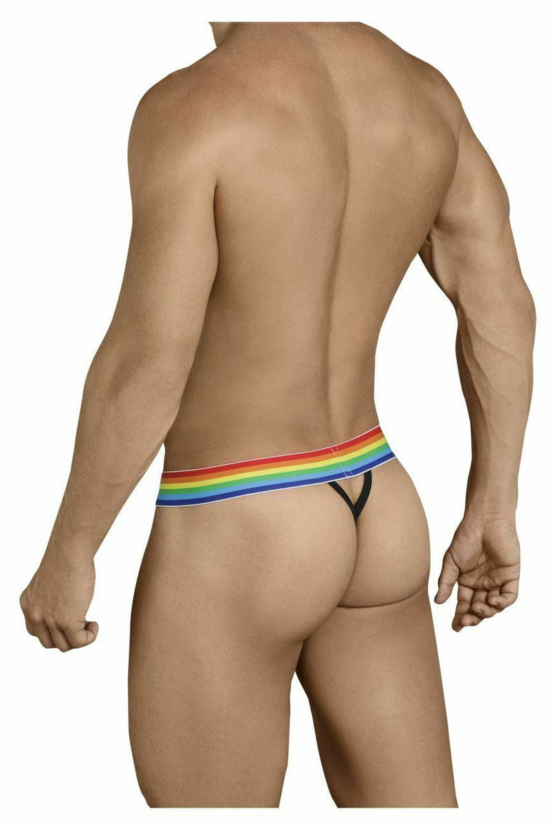 CANDYMAN Pride Thongs Romantic Sexy Gay Rainbow Flag Black 99388 1 - SexyMenUnderwear.com