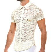 Chemise Modus Vivendi Floral Lace Shirt SemiTransparent Seductive Ivory 04141 48 - SexyMenUnderwear.com