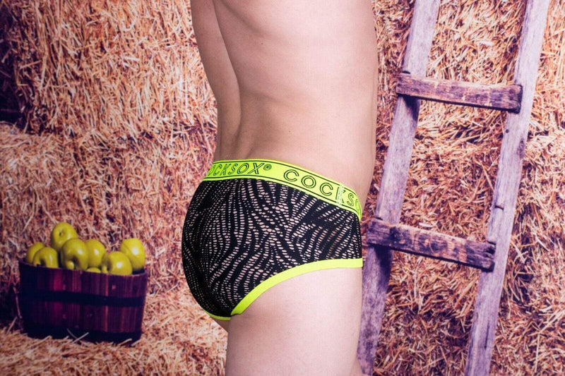 Cocksox CockSox Brief Enhancer Pouch Shredded Mesh Quality Slip Atomic Green CX76SD 12