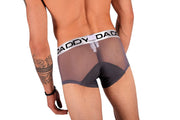 Daddy Underwear Boxer Trunk shorty Grey yellow sheer fabric DDG002 MX3 - SexyMenUnderwear.com