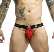 DNGEON MOB Eroticwear Jock ChainLink Leather-Look Jockstrap Red DMBL02 2 - SexyMenUnderwear.com