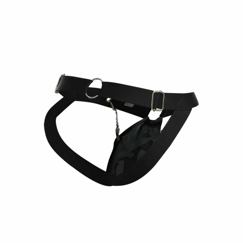 DNGEON MOB Eroticwear Jockstrap ChainLink Leather-Look Jock Midnight DMBL02 2 - SexyMenUnderwear.com