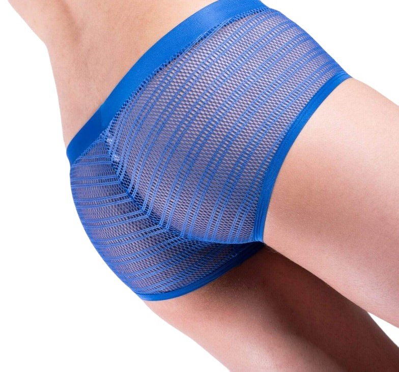 Doreanse Boxer Brief Silky Hipster Short Low Rise-Boxer Lacy Mesh Blue 1588 8 - SexyMenUnderwear.com