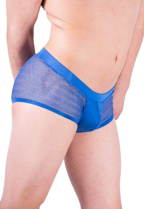 Doreanse Boxer Brief Silky Hipster Short Low Rise-Boxer Lacy Mesh Blue 1588 8 - SexyMenUnderwear.com