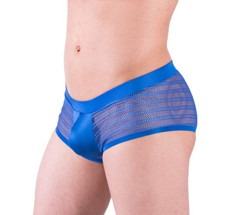 Doreanse Boxer Brief Silky Hipster Short Low Rise-Boxer Lacy Mesh Blue 1588 8 - SexyMenUnderwear.com