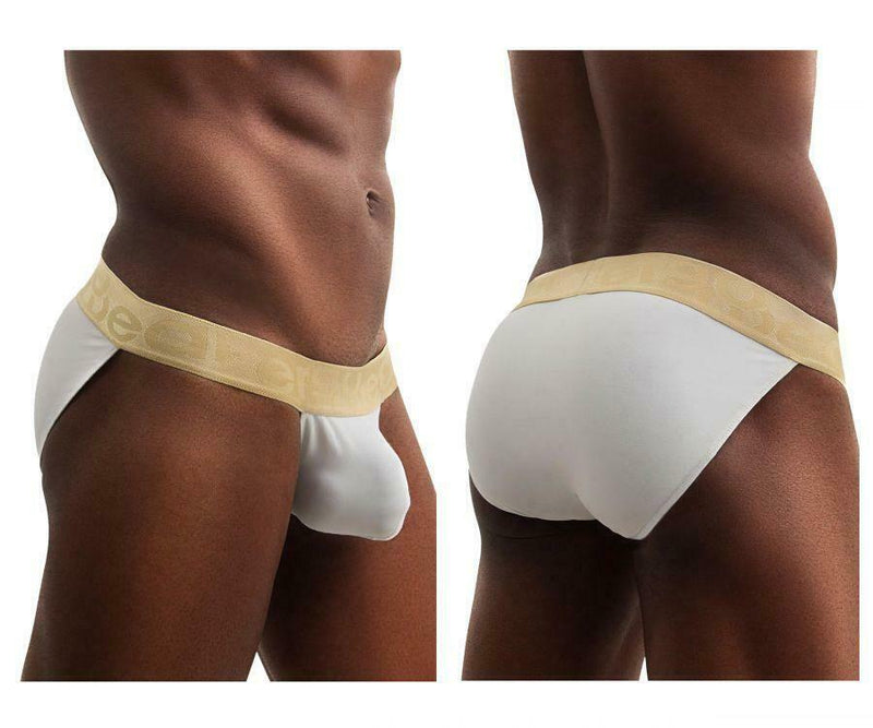 ErgoWear Brief Max XV Bikini Cut Mens Slip Golden Satin Finish White 0612 12 - SexyMenUnderwear.com
