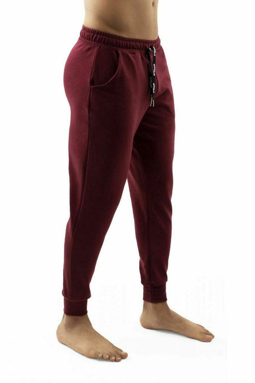 ErgoWear Jogger GYM Athletic Legging Pants Woven Cotton Burgundy 1110 2 - SexyMenUnderwear.com