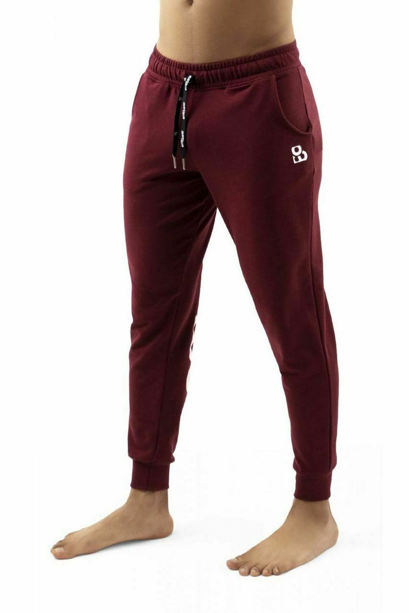 ErgoWear Jogger GYM Athletic Legging Pants Woven Cotton Burgundy 1110 2 - SexyMenUnderwear.com